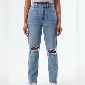PacSun High Rise Blue Ripped Mom Jeans